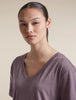 Womens  Merino 150 Tech Lite S S Relaxed V Neck T-Shirt  Grey Plum 0A57GO