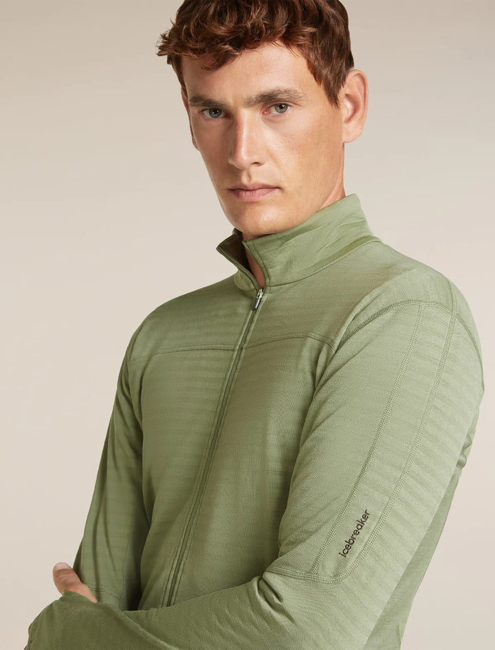 Mens Merino Blend 300 RealFleece™ Descender Long Sleeve Zip Lichen 0A57QG
