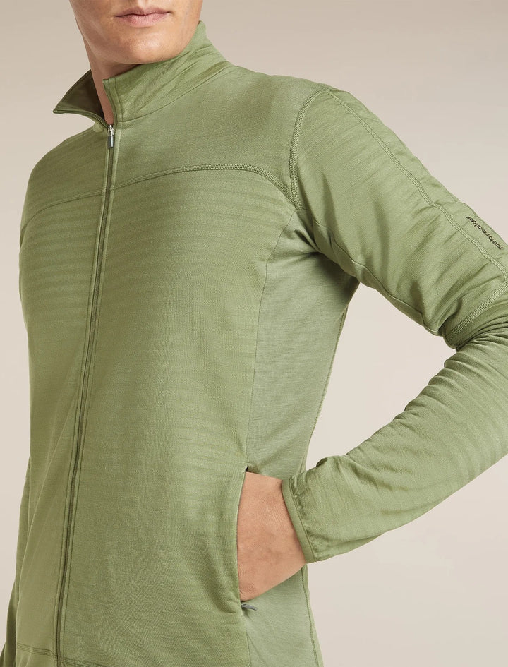 Mens Merino Blend 300 RealFleece™ Descender Long Sleeve Zip Lichen 0A57QG