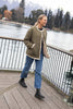 Womens Juniper Reversible Faux Shearling Jacket Olive Green/Cream
