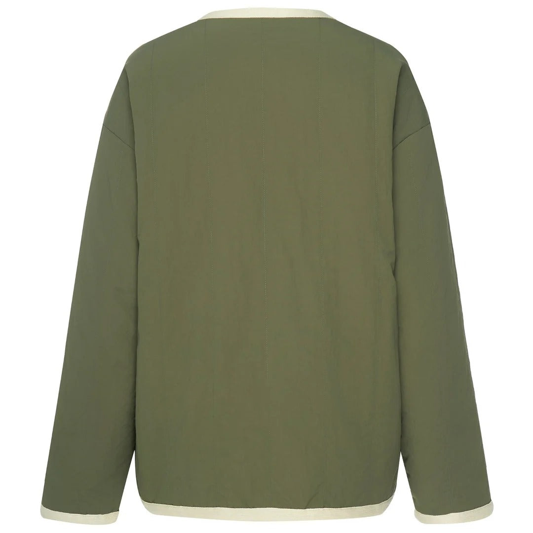 Womens Juniper Reversible Faux Shearling Jacket Olive Green/Cream