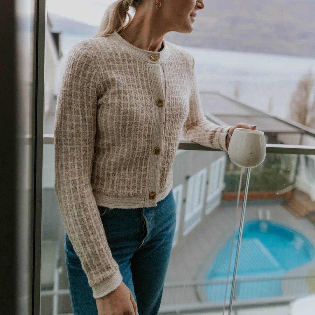 Womens Vivian Cardigan  Blush Check