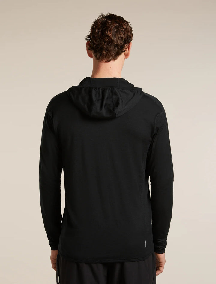 Mens  150 MerinoFine™ Ace Long Sleeve Zip Hoodie UPF Black  0A57EL