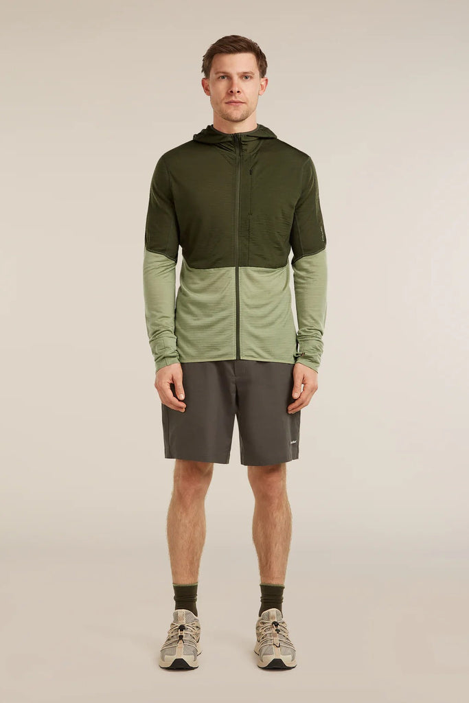 Mens Merino Blend 200 Realfleece™ Descender LS Zip Hoodie Dk Loden/Lichen BA56VZ