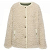 Womens Juniper Reversible Faux Shearling Jacket Olive Green/Cream