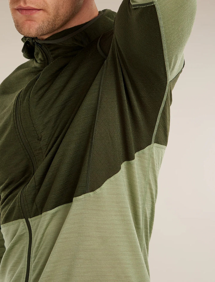 Mens Merino Blend 200 Realfleece™ Descender LS Zip Hoodie Dk Loden/Lichen BA56VZ