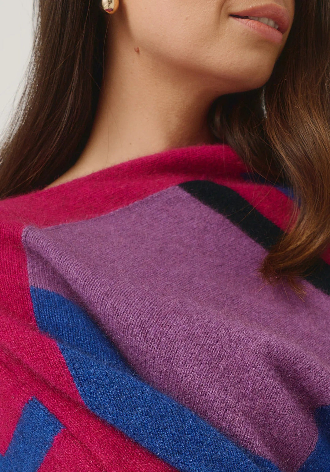 Womens Empress Poncho Dusty Blue/Lupin Multi 1677