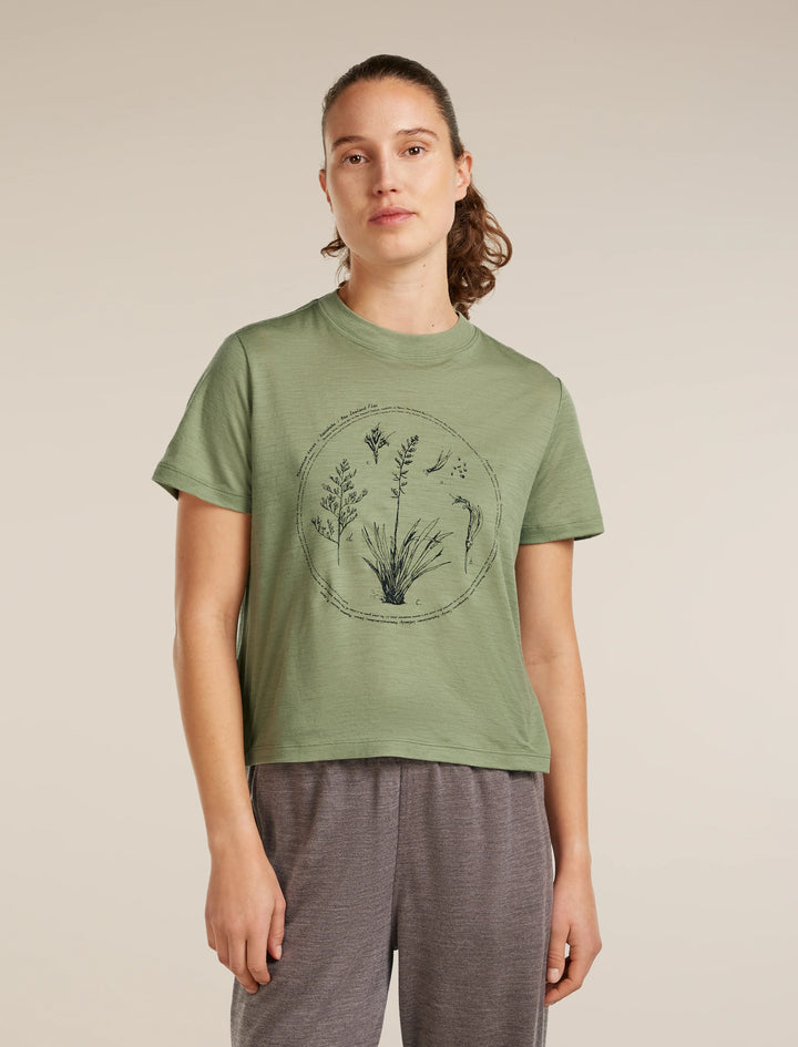 Womens Merino 150 Tech Lite SS Seed Story Crop Tee Lichen 0A57FY