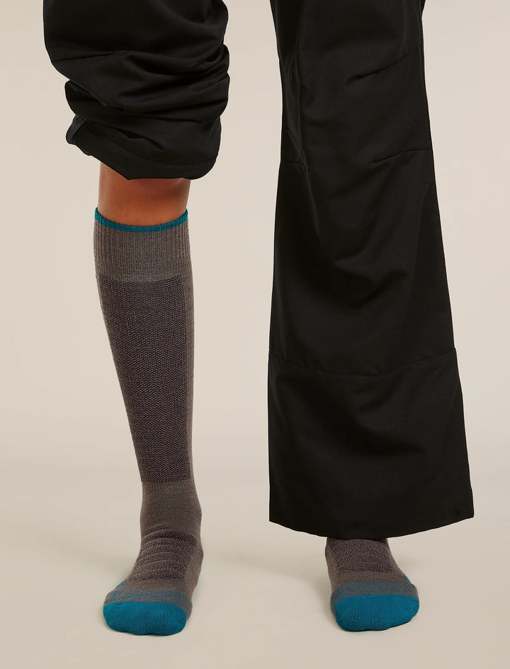 Womens Merino Ski+ Light Over The Calf Socks  Porcini/Tidal teal/Java 0A573U
