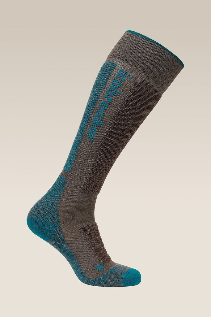 Womens Merino Ski+ Light Over The Calf Socks  Porcini/Tidal teal/Java 0A573U