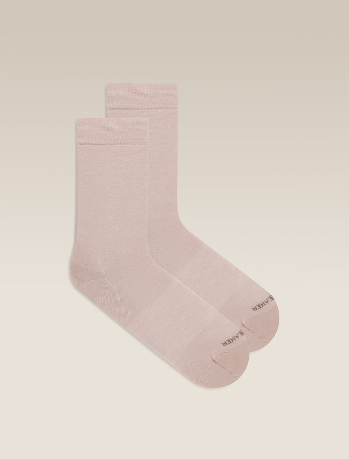 Womens Merino Lifestyle Fine Gauge Crew Socks Pink Quartz 105253