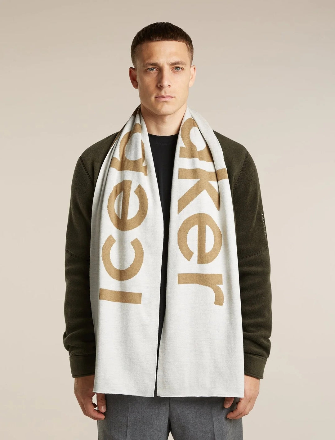 Adult  Unisex Merino icebreaker Scarf Ecru Heather/Cumin 0A57IT