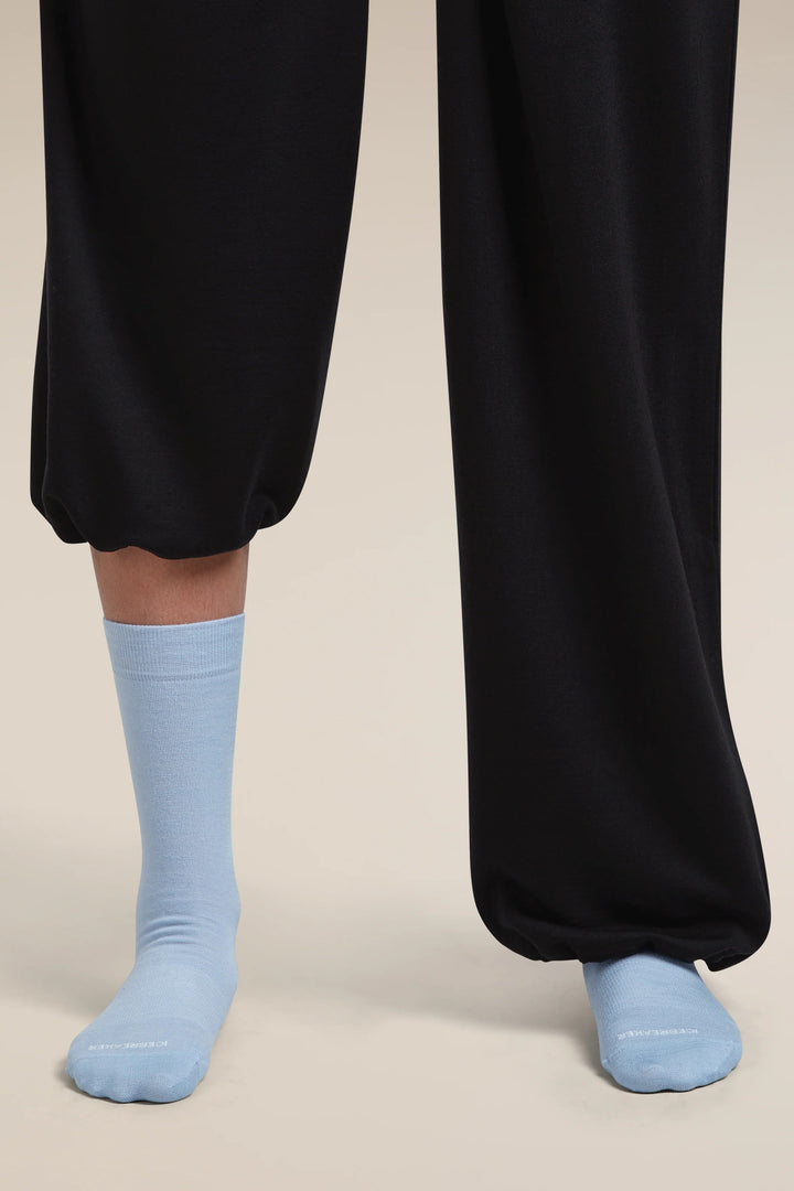 Womens Merino Lifestyle Fine Gauge Crew Socks Zinc Blue 105253