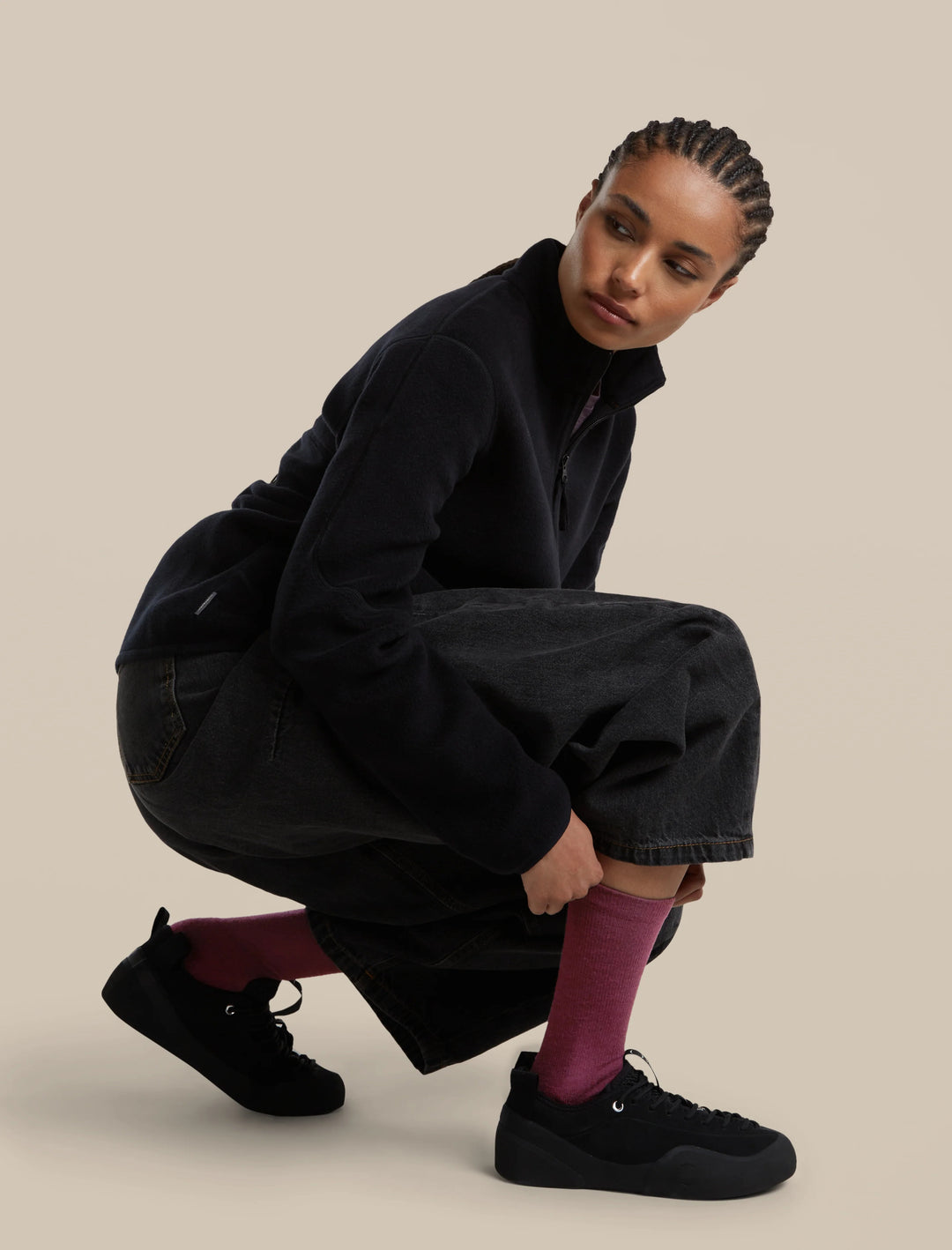 Womens Merino Lifestyle Light Crew Socks Dark Berry IBN313