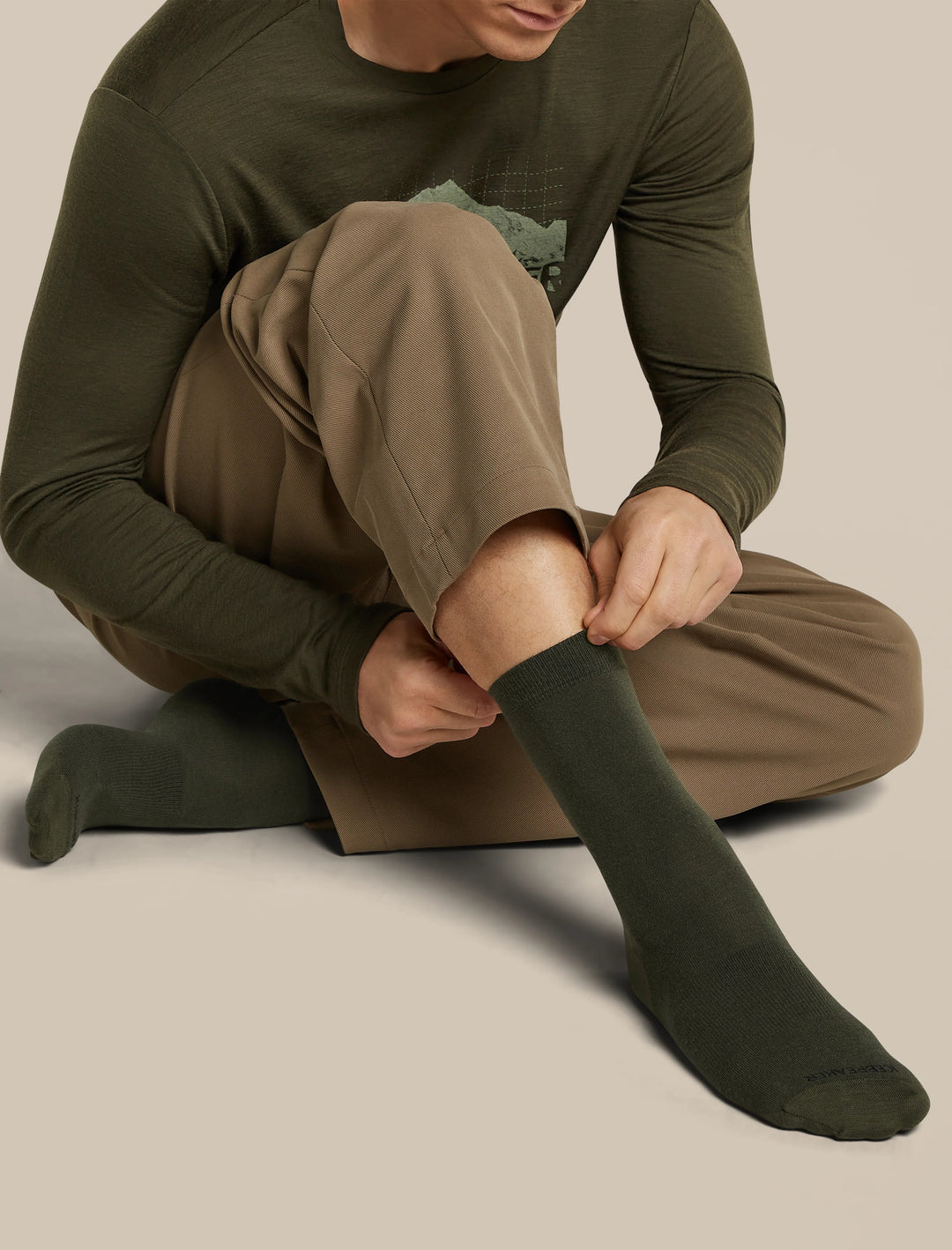 Mens Lifestyle Fine Gauge Crew  Dark Loden 105116