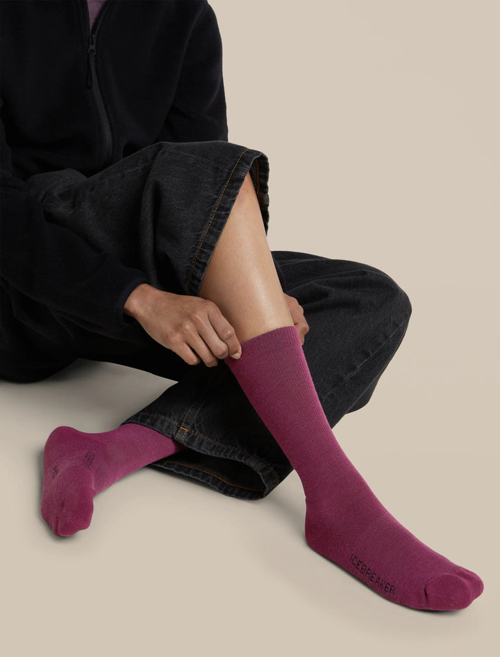 Womens Merino Lifestyle Light Crew Socks Dark Berry IBN313