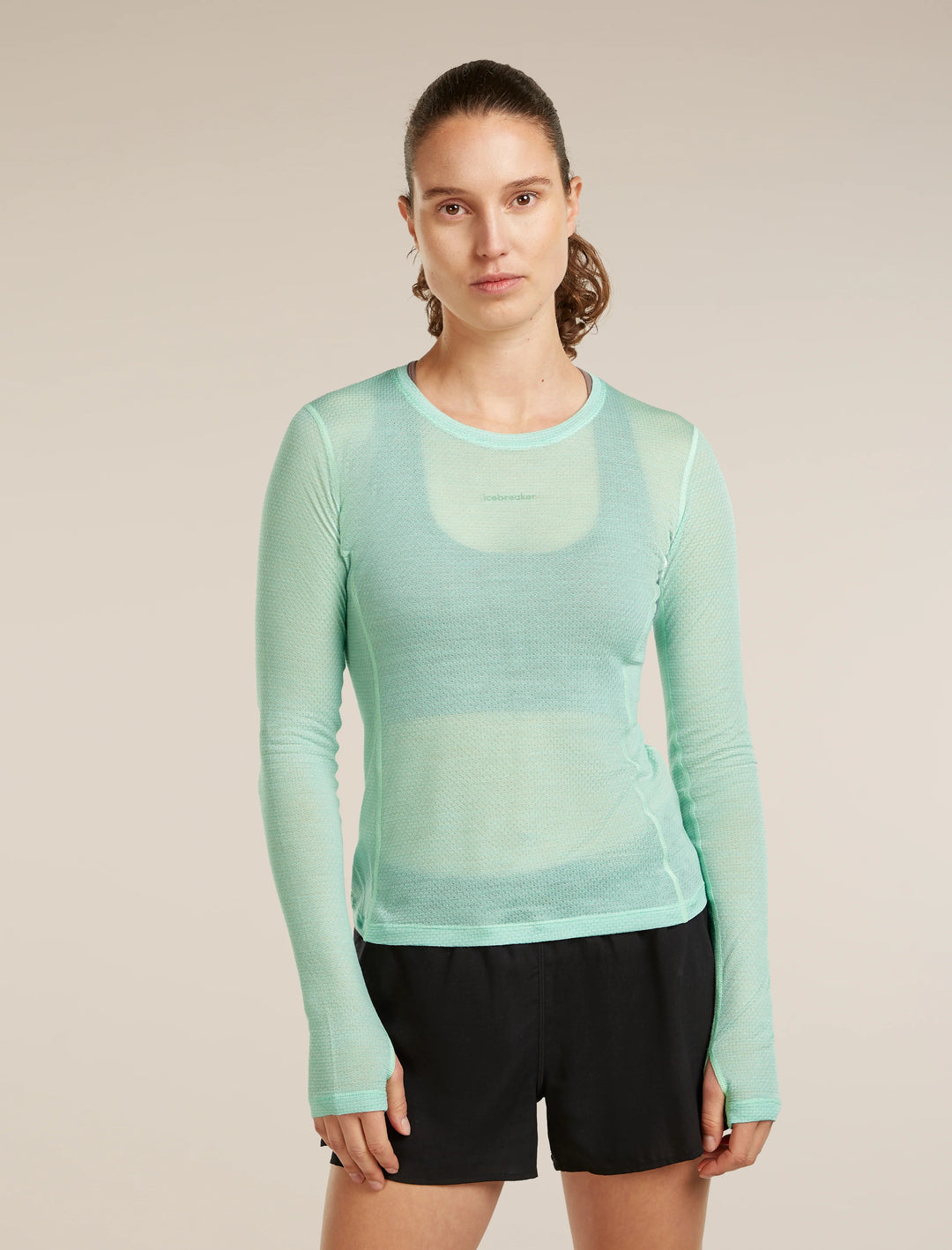 Womens  Merino Blend 75 Cool-Lite™ Featherlight™ Long Sleeve Crew Thermal Top Mint 0A577K