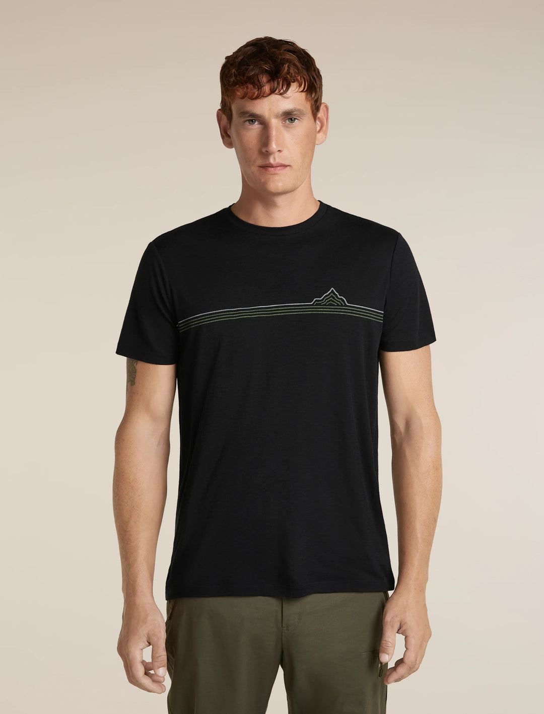 Mens Merino 150 Tech Lite Short Sleeve T-Shirt  Range Stripes Black 0A57FO