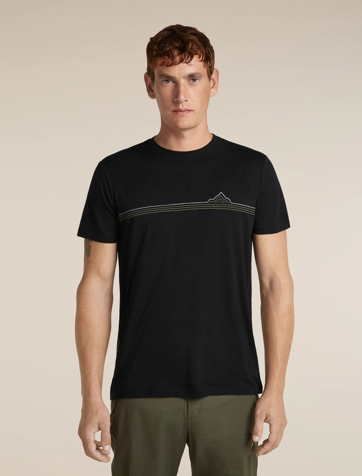 Mens Merino 150 Tech Lite Short Sleeve T-Shirt  Range Stripes Black 0A57FO