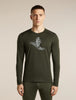 Mens  Merino 200 Oasis Long Sleeve Crewe Skiing Yeti Dark Loden 0A57IU