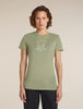 Womens Merino 150 Tech Lite Short Sleeve T Shirt Peaceful Pass Sleeve  Lichen 0A57JN