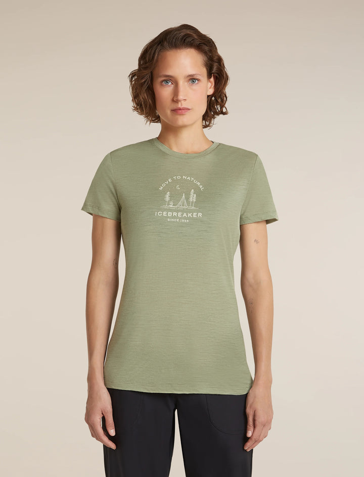 Womens Merino 150 Tech Lite Short Sleeve T Shirt Peaceful Pass Sleeve  Lichen 0A57JN