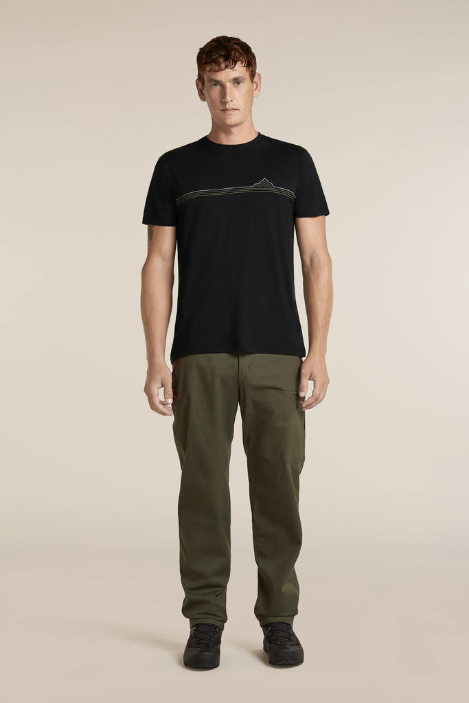 Mens Merino 150 Tech Lite Short Sleeve T-Shirt  Range Stripes Black 0A57FO