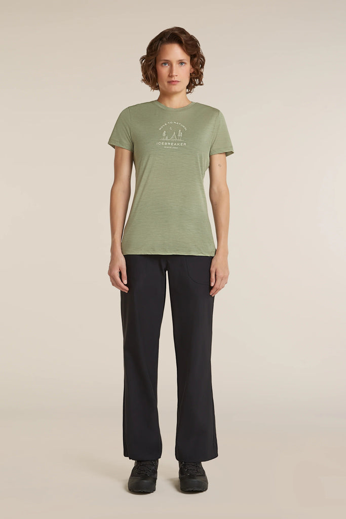 Womens Merino 150 Tech Lite Short Sleeve T Shirt Peaceful Pass Sleeve  Lichen 0A57JN