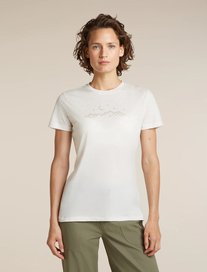 Womens Merino 150 Tech Lite S S T-Shirt Sparkling Stars  Ecru Heather 0A576M