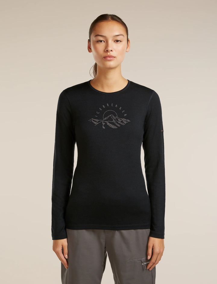 Womens Merino 200 Oasis Long Sleeve Crewe Sunrise Summit  Black  0A57GL
