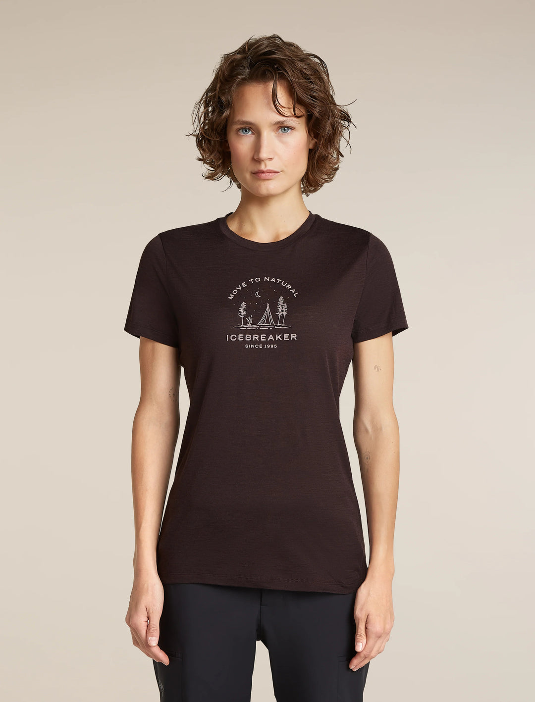 Womens Merino 150 Tech Lite Short Sleeve T Shirt Peaceful Pass Sleeve  Bittersweet 0A57JN