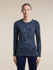 Womens Merino 200 Oasis Long Sleeve Crewe Moss Bloom  Midnight Navy/Dawn/Aop 0A57J1