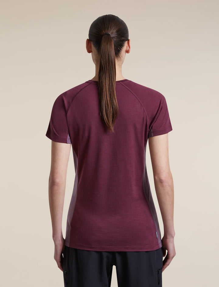 Womens Merino Blend 125 Cool-Lite™ Sphere Short Sleeve T Shirt Colour Block  Dark Berry/Grey Plum 0A57I1