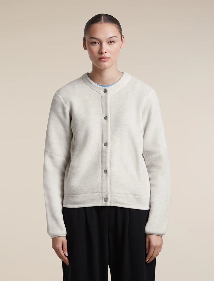 Womens Merino Blend 800 RealFleece™ Classic Pile Cardigan Ecru Heather 0A57KL