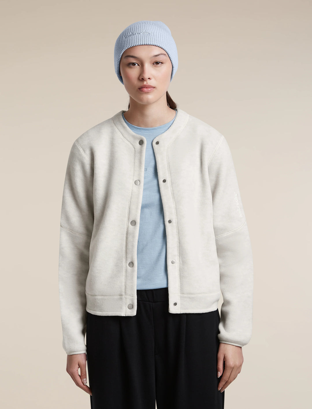 Womens Merino Blend 800 RealFleece™ Classic Pile Cardigan Ecru Heather 0A57KL