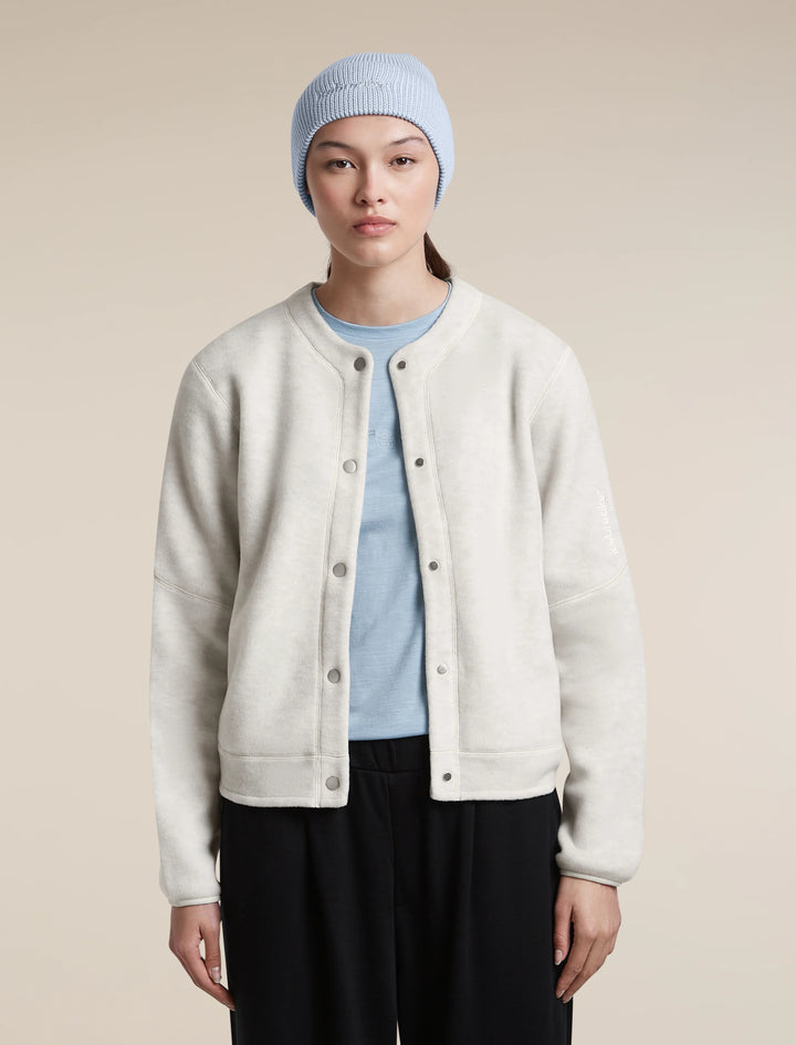 Womens Merino Blend 800 RealFleece™ Classic Pile Cardigan Ecru Heather 0A57KL