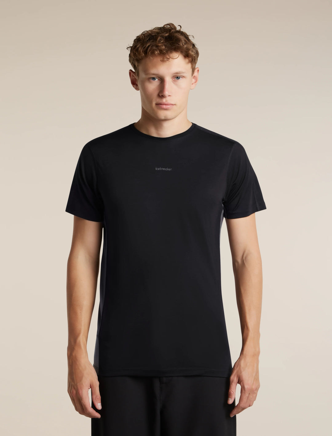Mens  Merino Blend 125 Cool-Lite™ Sphere Short Sleeve T Shirt Colour Block  Black/Obsidian 0A57HY
