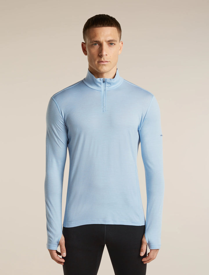 Mens 200 Merino Fine Ace Long Sleeve Half Zip Zinc Blue 0A5767
