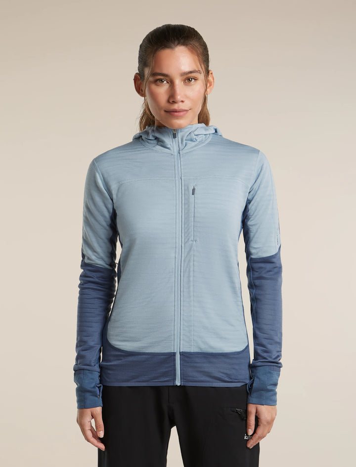 Womens Merino Blend 300 RealFleece™ Descender Long Sleeve Zip Hoodie  Dawn/Zinc Blue 0A57QM