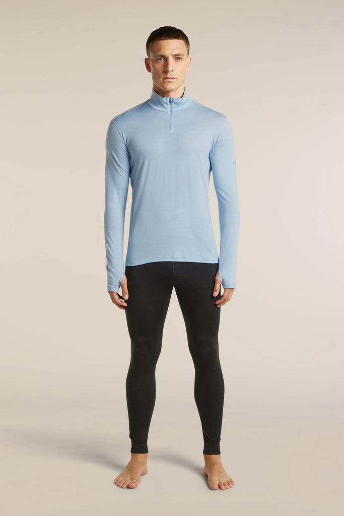 Mens 200 Merino Fine Ace Long Sleeve Half Zip Zinc Blue 0A5767