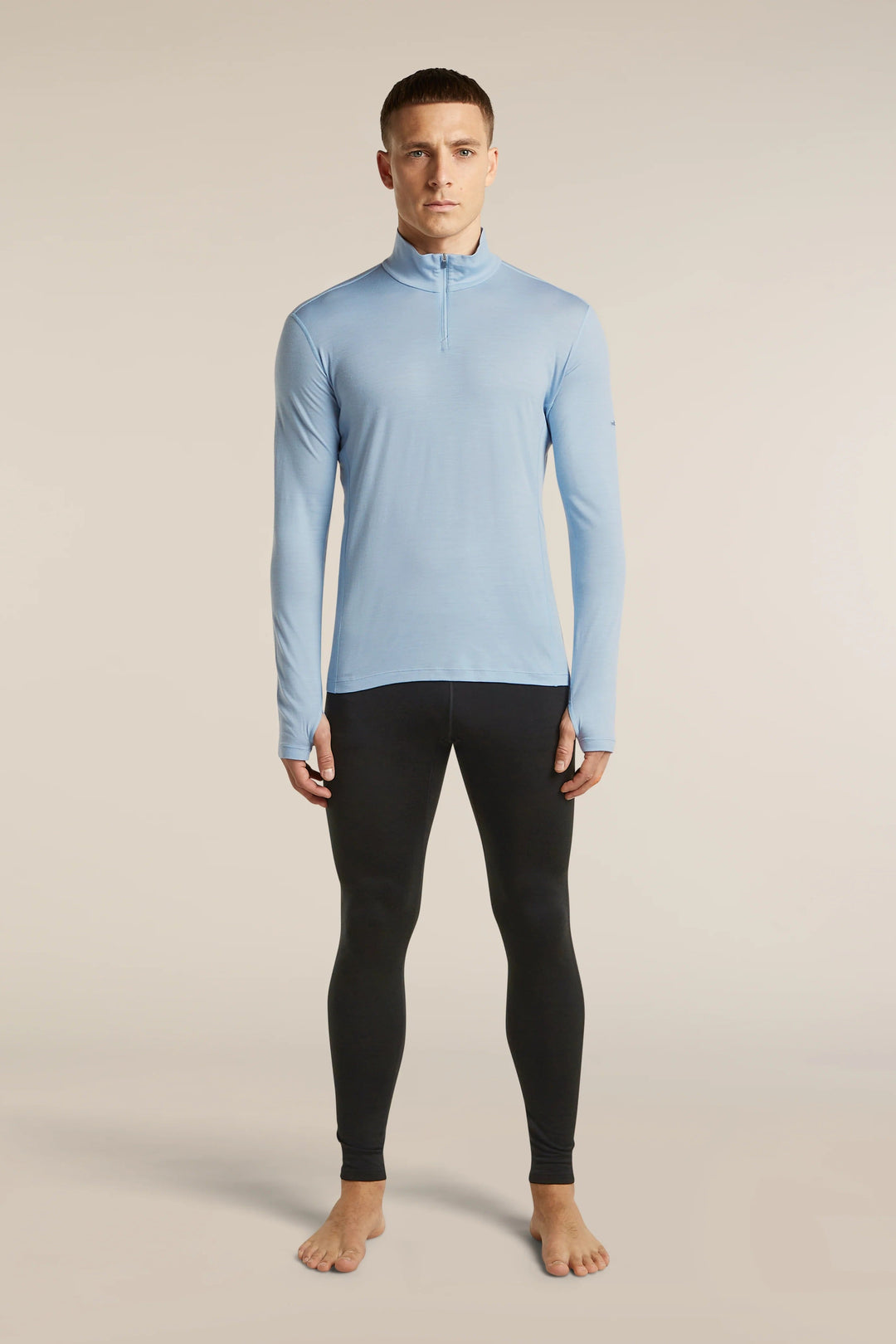 Mens 200 Merino Fine Ace Long Sleeve Half Zip Zinc Blue 0A5767