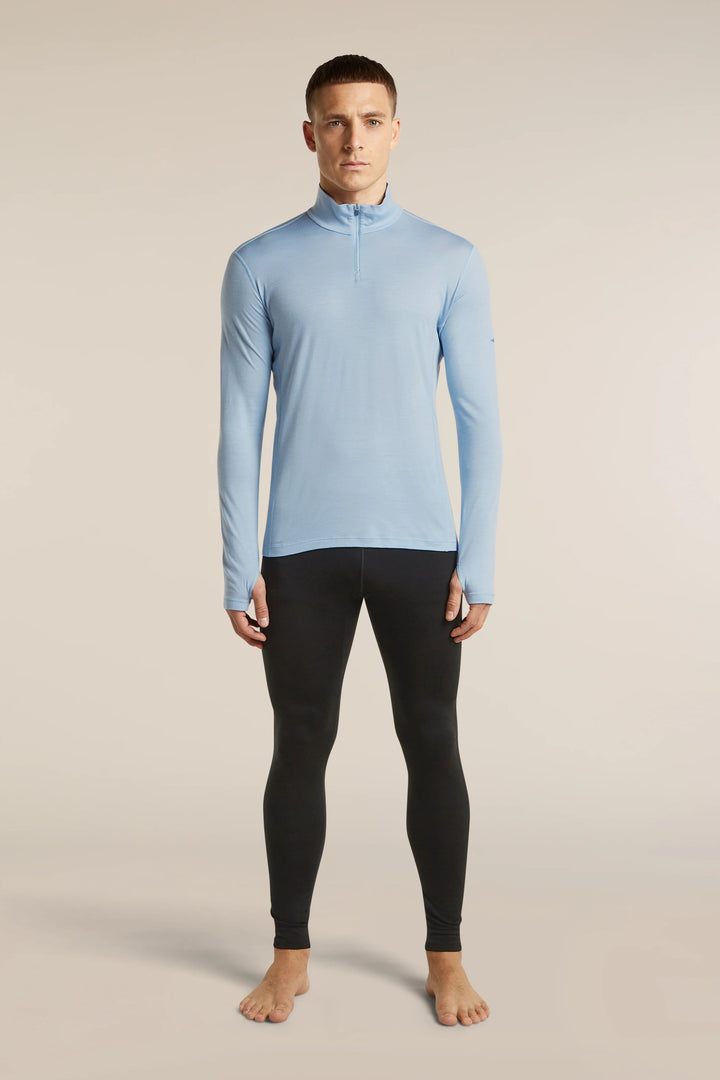 Mens 200 Merino Fine Ace Long Sleeve Half Zip Zinc Blue 0A5767