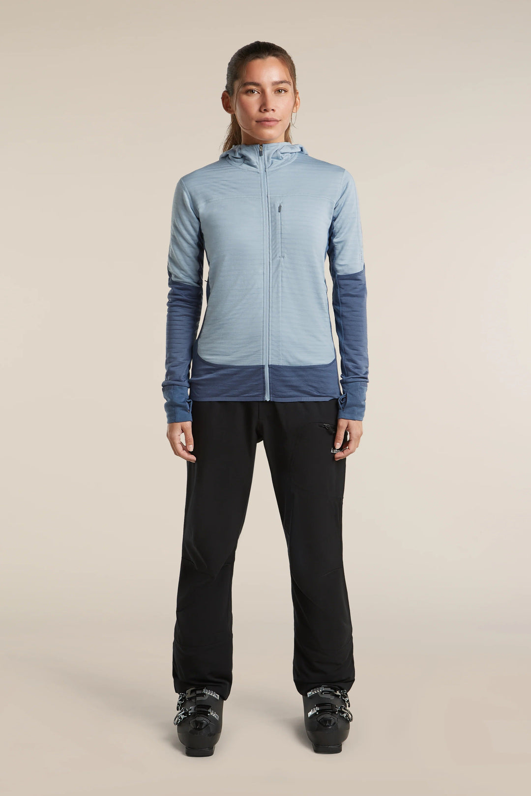 Womens Merino Blend 300 RealFleece™ Descender Long Sleeve Zip Hoodie  Dawn/Zinc Blue 0A57QM