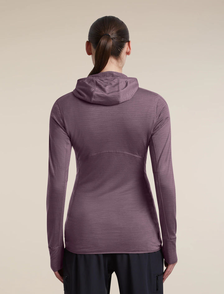 Womens Merino Blend 200 RealFleece™ Descender Long Sleeve Zip Hoodie  Grey Plum 0A57QK