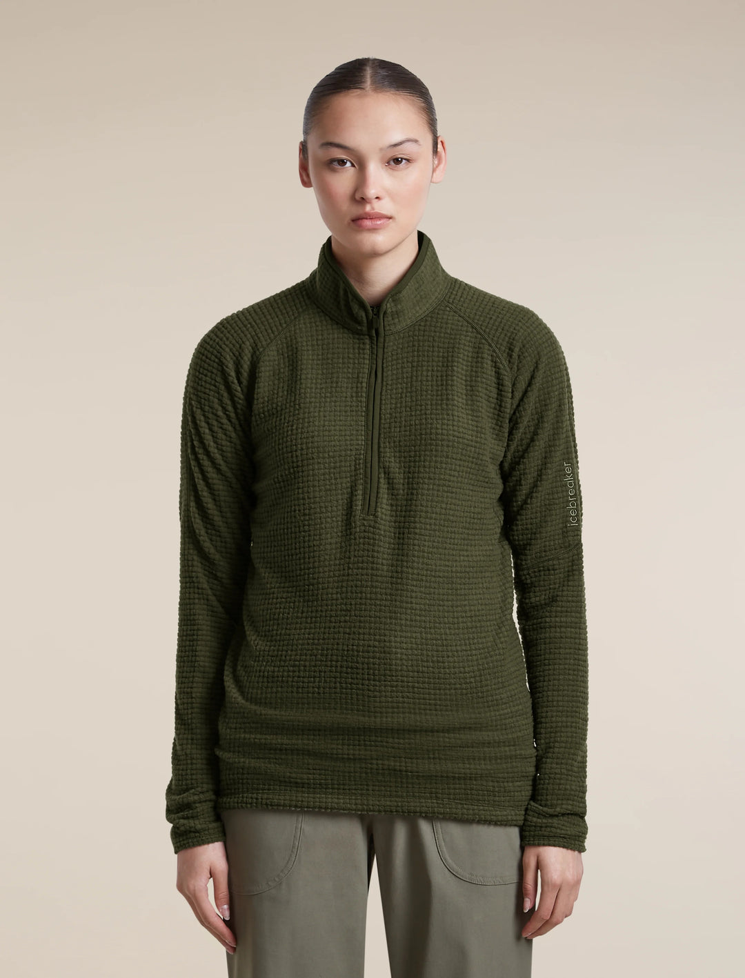 Womens Merino 400 RealFleece™ Grid Peaksland Long Sleeve Half Zip Dark Loden 0A57HT