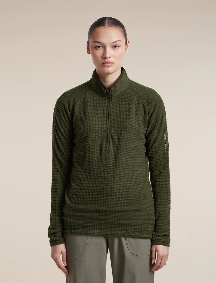 Womens Merino 400 RealFleece™ Grid Peaksland Long Sleeve Half Zip Dark Loden 0A57HT