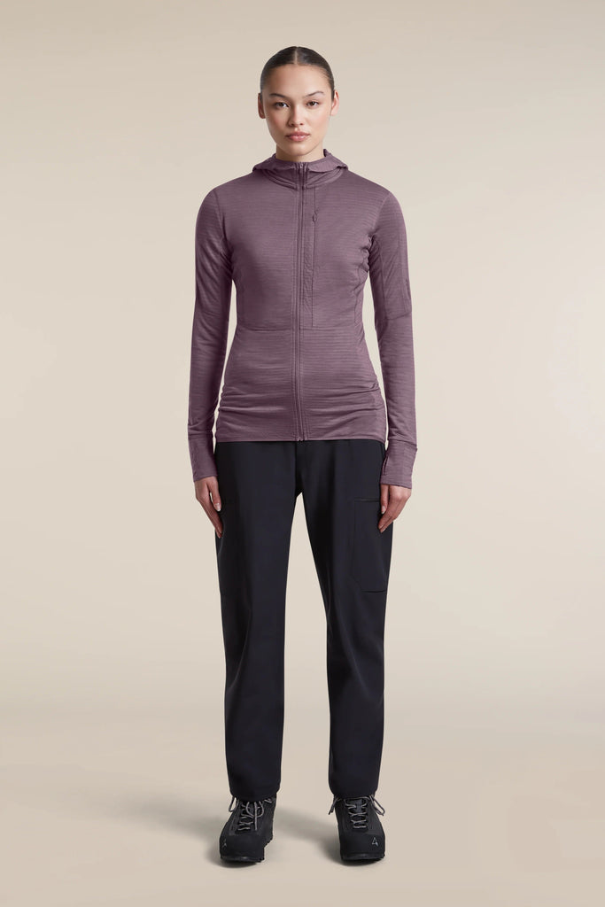 Womens Merino Blend 200 RealFleece™ Descender Long Sleeve Zip Hoodie  Grey Plum 0A57QK