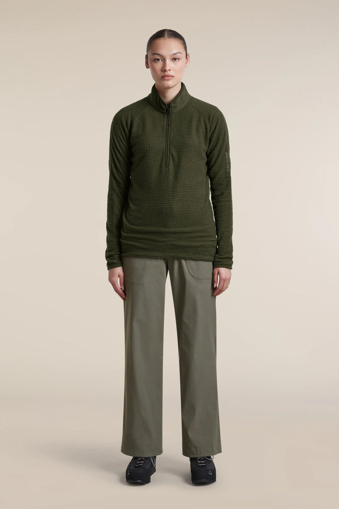 Womens Merino 400 RealFleece™ Grid Peaksland Long Sleeve Half Zip Dark Loden 0A57HT