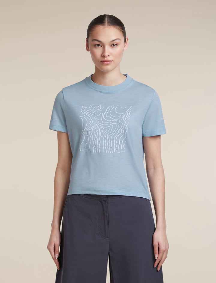 Womens Merino 150 Tech Lite Short Sleeve Crop T Shirt Great Heights Zinc Blue 0A57JO