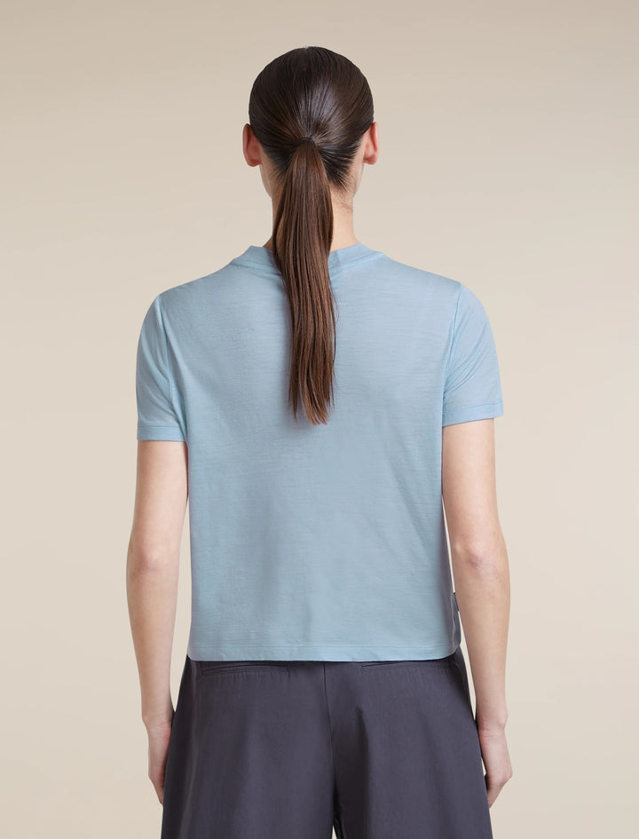 Womens Merino 150 Tech Lite Short Sleeve Crop T Shirt Great Heights Zinc Blue 0A57JO